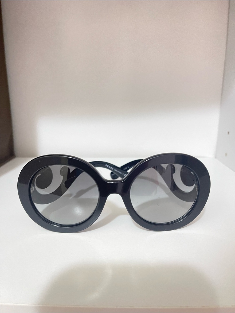 Authentic Prada made in Italy Black Curled Temple Women's Sunglasses